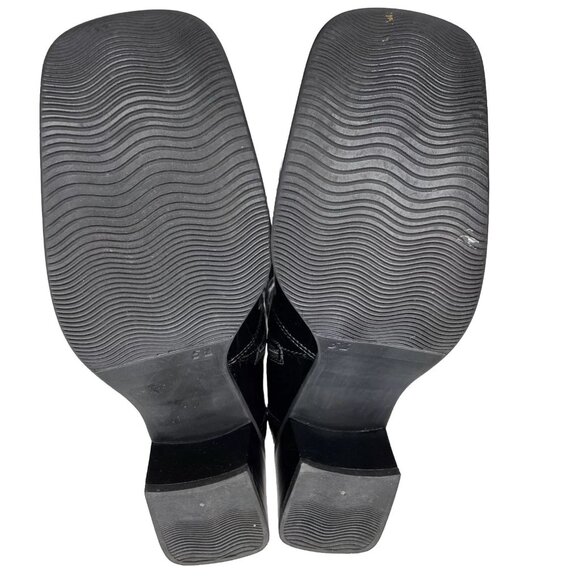 LA CANADIENNE Tall Black Patent Leather Boots Sz 8 Knee High Square Toe - Picture 7 of 8